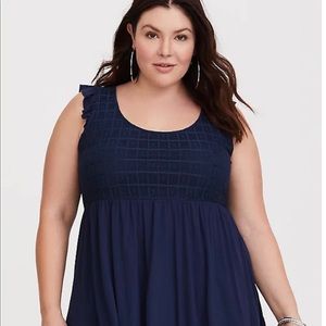 Super Soft Navy Lace Hi-Lo Tank • Torrid